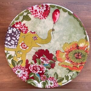 World Market 8.75” Nomad Collection ceramic floral elephant salad plate.
